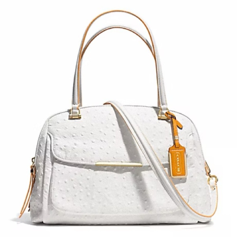 MADISON OSTRICH EMBOSSED EDGEPAINT LEATHER GEORGIE SATCHEL (COACH F30113)